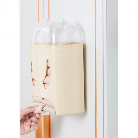 Cutie de Depozitare, Flippy, Montare Perete, Adeziv, Fara Perfoare, din ABS, Model Urs, 18 x 11 x 25 cm, Crem [2]