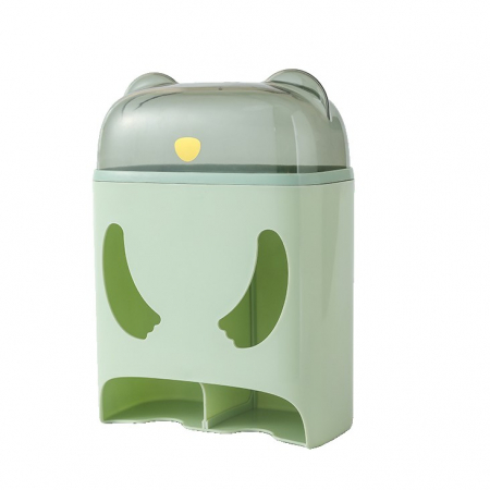 Pentru Casa si Camping - Cutie de Depozitare, Flippy, Montare Perete, Adeziv, Fara Perfoare, din ABS, Model Urs, 18 x 11 x 25 cm, Verde