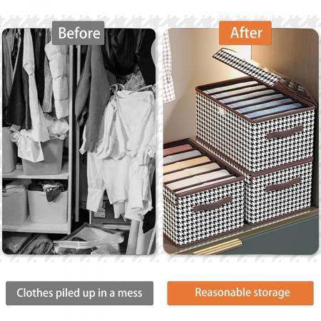 Cutie De Depozitare, Flippy, Pentru Haine, Lenjerie, Sosete Si Sutiene, Material Textil, 6 Compartimente, 44x30x20 cm, Culoare Alb-Negru [6]