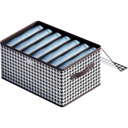 Cutie De Depozitare, Flippy, Pentru Haine, Lenjerie, Sosete Si Sutiene, Material Textil, 7 Compartimente, 44x30x20 cm, Culoare Alb-Negru [9]