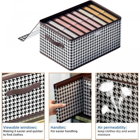 Cutie De Depozitare, Flippy, Pentru Haine, Lenjerie, Sosete Si Sutiene, Material Textil, 9 Compartimente, 44x30x20 cm, Culoare Alb-Negru [4]