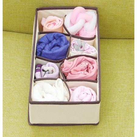 Cutie De Depozitare, Flippy, Pentru Lenjerie, Sosete Si Sutiene, Material Textil, 8 Compartimente, 32 x 16 x 10 cm, Culoare Bej [1]