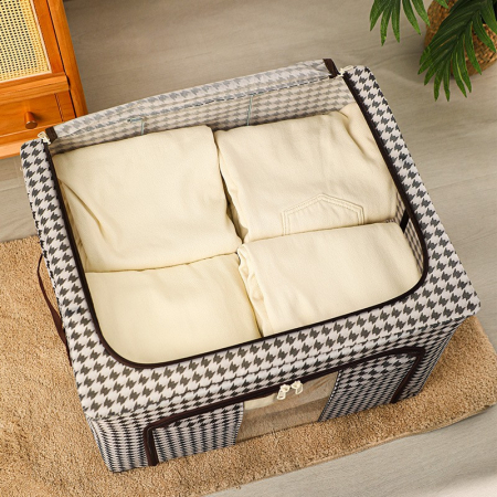 ! LICHIDARE DE STOC ! Cutie de Depozitare Pliabila, Flippy, Cu fermoar Bidirectional, 100 L, Textil, 60x42x40 cm, Cadru Metalic, o Fereastra, Suport Baza Stabil din Plastic, Design Zebra, Alb Negru [8]