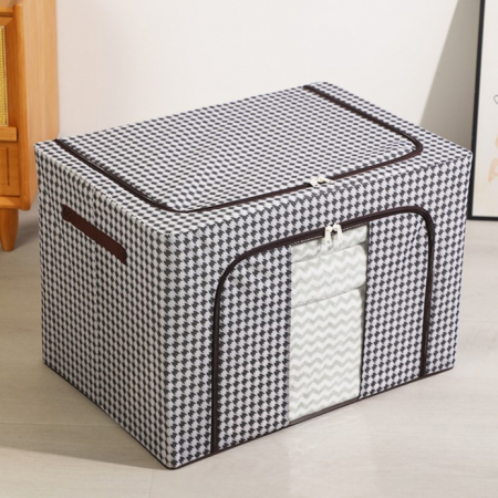 Lichidare Cutie de Depozitare Pliabila, Flippy, Cu fermoar Bidirectional, 100 L, Textil, 60x42x40 cm, Cadru Metalic, o Fereastra, Suport Baza Stabil din Plastic, Design Zebra, Alb Negru [6]