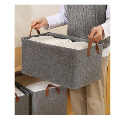 Cutie de Depozitare Tip Cos, Flippy, Material Textil, Pliabila, 47x28x20 cm, 35 l, Cadru Metalic, cu Manere, Maro [2]