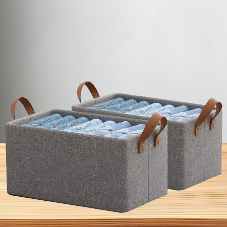 Lichidare Cutie de Depozitare Tip Cos, Flippy, Material Textil, Pliabila, 47x28x20 cm, 35 l, Cadru Metalic, cu Manere, Maro [6]