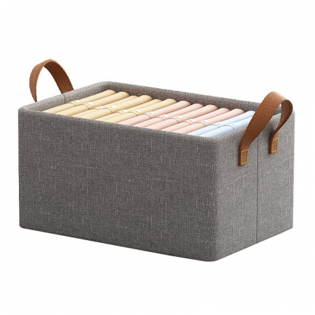 Cutii depozitare diverse - Cutie de Depozitare Tip Cos, Flippy, Material Textil, Pliabila, 47x28x20 cm, 35 l, Cadru Metalic, cu Manere, Maro