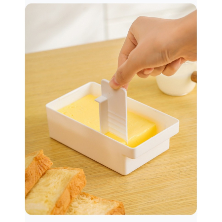 Cutie de Unt, Flippy, cu Capac, Multifunctionala, cu Spatula Portionare, 15.9 x 8.8 x 4.9 cm, Alb [2]