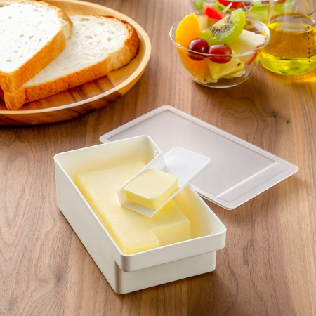 Cutie de Unt, Flippy, cu Capac, Multifunctionala, cu Spatula Portionare, 15.9 x 8.8 x 4.9 cm, Alb [5]