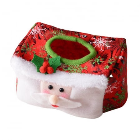 Decoratiuni, ornamente si articole Craciun - Cutie Decorativa pentru Servetele, Flippy, Model Mos Craciun, Tematica Craciun, 16 x 10 cm, Rosu