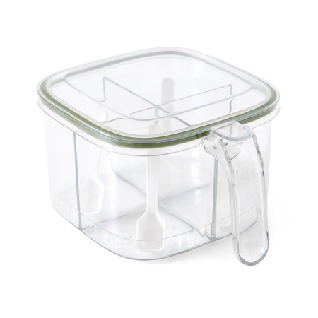 Cutie Depozitare Alimente, Flippy, din Plastic/Silicon, 20 x 10 x 10 cm, 5 Compartimente, Alb/Verde [4]
