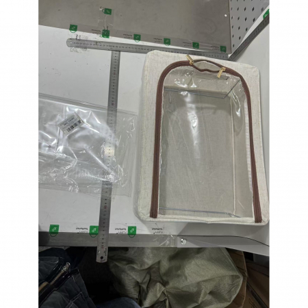 Cutie Depozitare cu Cadru Metalic, Flippy, pentru Incaltaminte, Haine, Lingerie, Fermoar Calitativ, Fereastra Transparenta, Manere Laterale, 40 x 30 x 15 cm Bej [1]