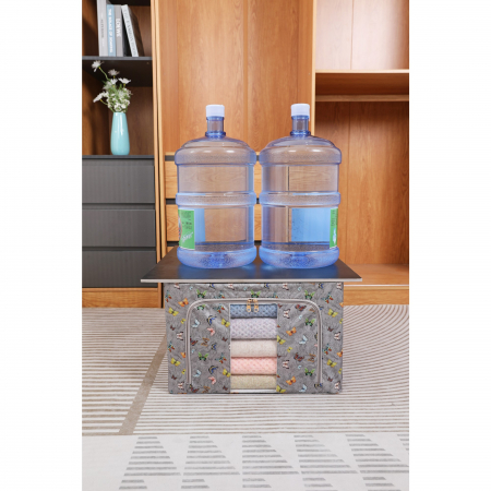 Cutie Depozitare, Flippy, 66L, din Material Textil, 50 x 40 x 33 cm, pentru Haine si Lenjerii, Model Fluturasi, Gri Inchis [3]