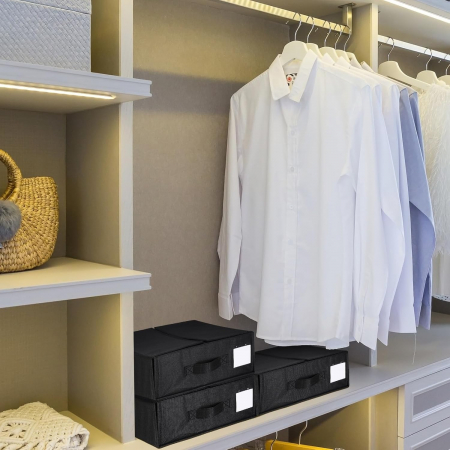 Cutie Depozitare Lenjerii de Pat, Flippy, Pliabila, Capacitate 18l, 38x33x12 cm, din Panza Oxford cu PP Incorporat, Fereastra Vizibila, Negru [4]