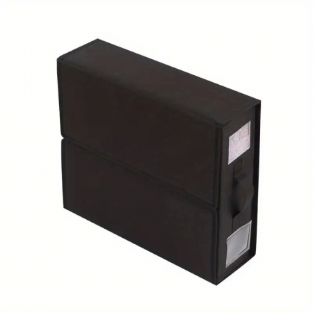 Cutii depozitare diverse - Cutie Depozitare Lenjerii de Pat, Flippy, Pliabila, Capacitate 18l, 38x33x12 cm, din Panza Oxford cu PP Incorporat, Fereastra Vizibila, Negru