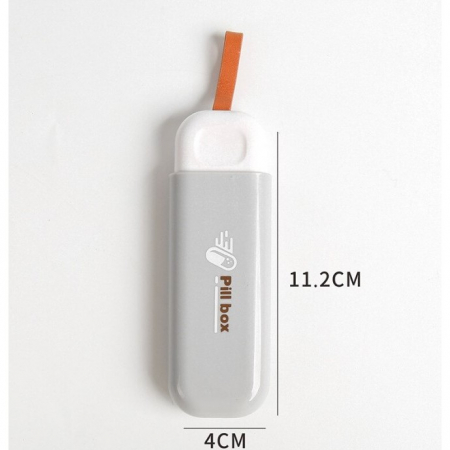 Cutie Depozitare Medicamente, Flippy, Portabila, 3 Compartimente, Tip Breloc, Plastic, Glisanta, Gri, 10.7x3.6x1.6 cm [3]