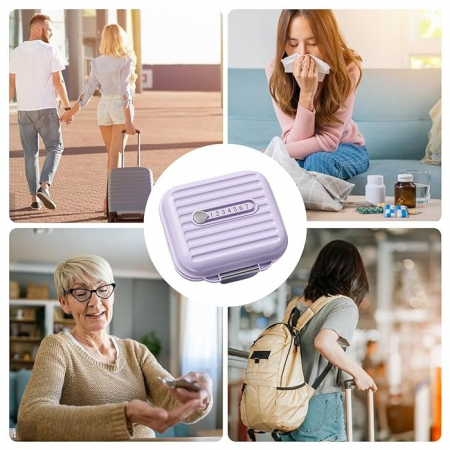 *LICHIDARE STOC* Cutie Medicamente, Flippy, Mov, 7 Compartimente, Portabila si Compacta, 7.8x7.2x3.5 cm, Ideala pentru Uzul Cotidian [3]