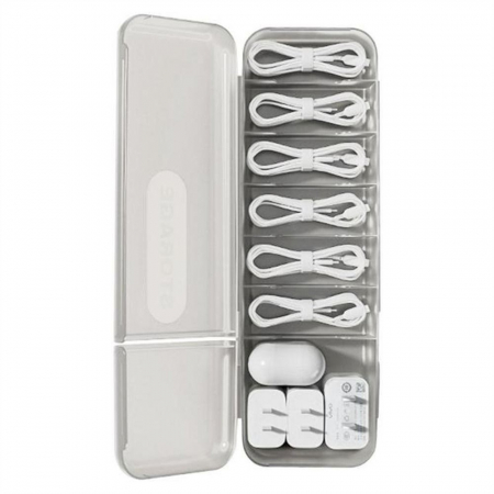 Cutie Organizatoare pentru Cabluri, Flippy, din Plastic, 28 x 9 x 6 cm, Alb [2]