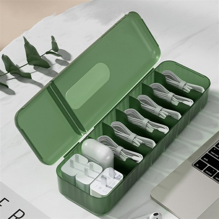 Cutie Organizatoare pentru Cabluri, Flippy, din Plastic, 28 x 9 x 6 cm, Verde [4]