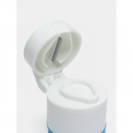 Cutie Pastile Multifunctionala, Flippy, 4 in 1, Pahar Apa, Taiere, Sfaramare, Depozitare, Compact, ABS cu Lama din Inox, Alb/Albastru, 8.7x6.2x4.1 cm [4]