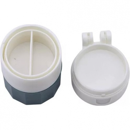 Cutie Pastile Multifunctionala, Flippy, 4 in 1, Pahar Apa, Taiere, Sfaramare, Depozitare, Compact, ABS cu Lama din Inox, Alb/Verde, 8.7x6.2x4.1 cm [5]
