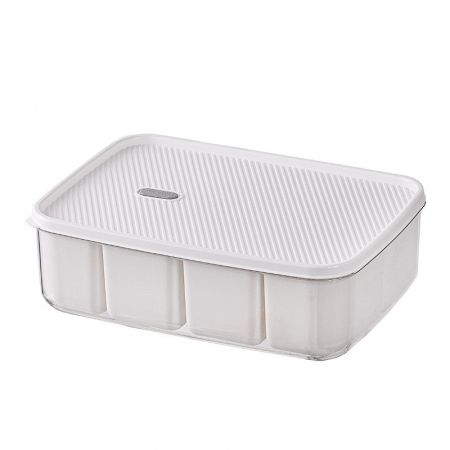 Cutie pentru Depozitare Alimente, Flippy, 8 Compartimente cu Capac, Material PET+PP, 29 x 20 x 9 cm, Alb/Transparent [13]