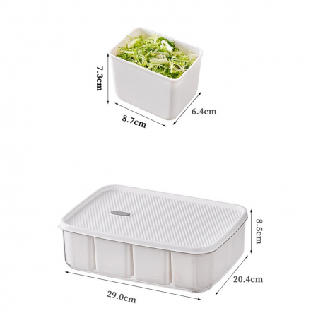 Cutie pentru Depozitare Alimente, Flippy, 8 Compartimente cu Capac, Material PET+PP, 29 x 20 x 9 cm, Alb/Transparent [3]