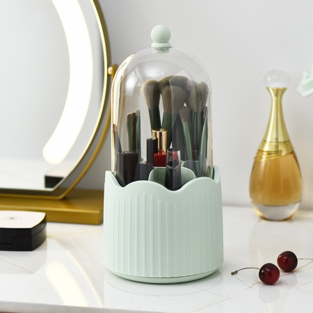 Ingrijire personala si Cosmetice - Cutie pentru Depozitarea Pensulelor de Machiaj, Flippy, Rotativa, Plastic, 36 cm x 13 cm, Verde