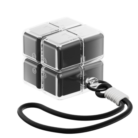 Cutii depozitare medicamente - Cutie pentru Medicamente, Flippy, Model Rubik' Cube, cu Curea de Agatare, Dozator Portabil de Medicamente, Dispenser Pastile, estimat pentru 7 zile, 7.3 x 6 x 6 cm, Negru