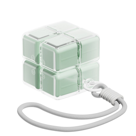Cutii depozitare medicamente - Cutie pentru Medicamente, Flippy, Model Rubik' Cube, cu Curea de Agatare, Dozator Portabil de Medicamente, Dispenser Pastile, estimat pentru 7 zile, 7.3 x 6 x 6 cm, Verde deschis