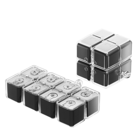 Cutie pentru Medicamente, Flippy, Model Rubik' Cube, cu Curea de Agatare, Dozator Portabil de Medicamente, Dispenser Pastile, estimat pentru 7 zile, 7.3 x 6 x 6 cm, Negru [1]