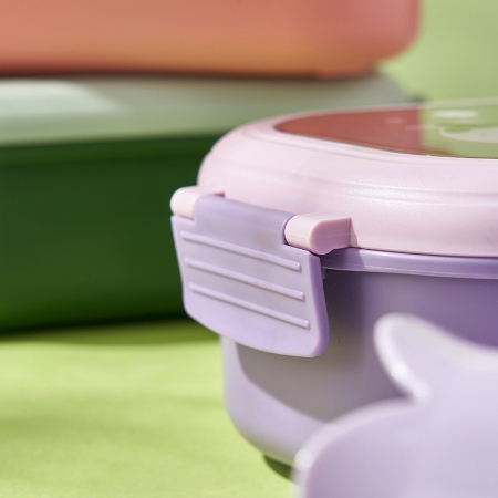 Cutie pentru Pranz sau Gustari, Flippy, cu Doua Compartimente, pentru Copii si Adulti, Etansare, PP, Perfect pentru Scoala si Birou, 1000 mL, 22.5x14.5x8 cm, Mov [7]