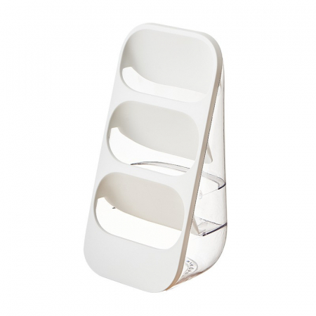 Pentru Casa si Camping - Suport - Organizator pentru Tacamuri, Flippy, 3 Compartimente, Suport pentru Cosmetica, Ustensile, Material PP Durabil, 33 x 16 x 15 cm Alb
