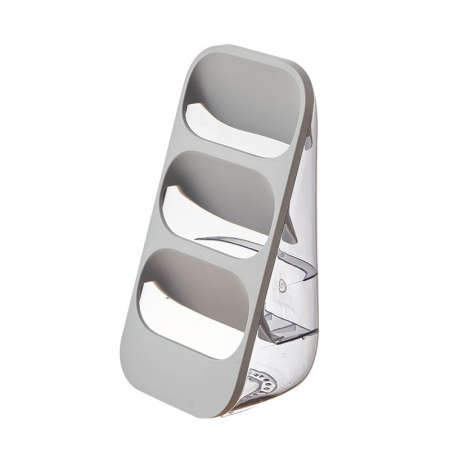Pentru Casa si Camping - Suport - Organizator pentru Tacamuri, Flippy, 3 Compartimente, Suport pentru Cosmetica, Ustensile, Material PP Durabil, 33 x 16 x 15 cm Gri