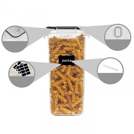 Cutii de depozitare alimente, Flippy, Set din 7 Cutii pentru Condimente, Cereale, Cutii pentru Bucatarie, din Plastic PP, Cutii Alimentare, Diferite Dimensiuni, Transparente [3]