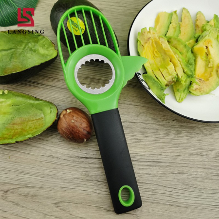 Cutit 3in1 pentru Avocado, Flippy, Cutit, Scoatere Miez si Feliator Pulpa, din PP si Otel Inoxidabil, Negru/Verde [7]