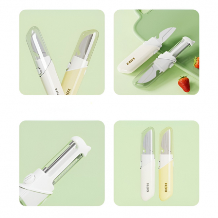 Cutit de Fructe Multifunctional, Flippy, Razatoare, Curatator Fructe-Legume, Deschizator de Sticle, 18.1x3.8x2cm, Alb [6]