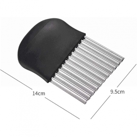 Cutit pentru Cartofi Ondulati, Flippy, pentru Legume, Forma Ondulata, Usor de Utilizat, Taiere, Negru [2]