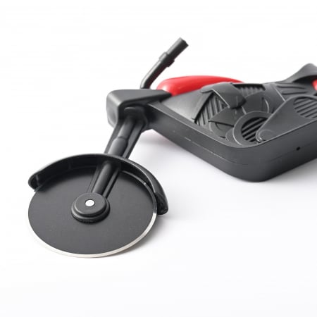Cutit pizza creativ Flippy, in forma de motocicleta, cu suport pentru cutit, 21.5 x 9.5 cm, otel/PP, negru [3]