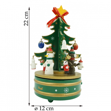 Cutiuta muzicala decorata de Craciun Bradut, Verde, din Lemn, 12 cm x 22 cm, Interior, Flippy [5]