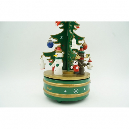 Cutiuta muzicala decorata de Craciun Bradut, Verde, din Lemn, 12 cm x 22 cm, Interior, Flippy [6]