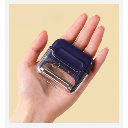 Decojitor/Curatator manual de legume si fructe, Flippy, portabil, cu magnet, doua lame, Inox, Mov, 6.7x6x1.6 cm [2]