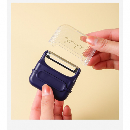 Decojitor/Curatator manual de legume si fructe, Flippy, portabil, cu magnet, doua lame, Inox, Mov, 6.7x6x1.6 cm [5]