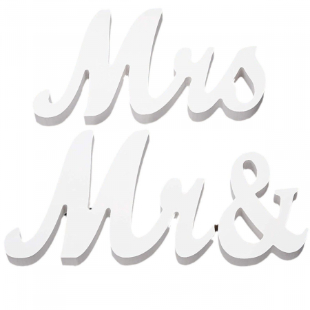 Articole petrecere - Decor pentru Masa, Flippy, Model Mr&amp;Mrs, Tematica Nunta, 10x20 cm, Alb