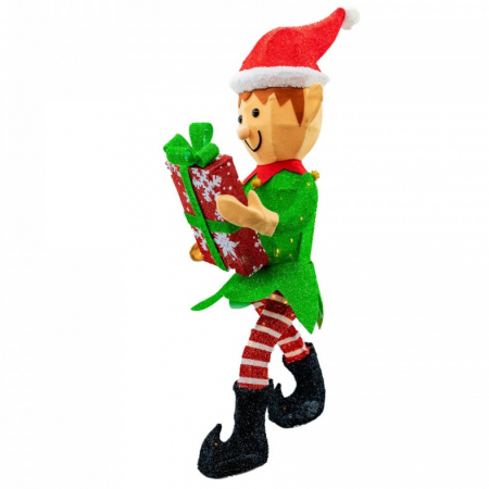 Decoratiune Craciun pe cadru de sarma cu material textil si leduri, dimensiune 44x30x107cm ,60 led-uri, lumina calda, cu jocuri de lumini, alimentare la priza, MI-710 [0]