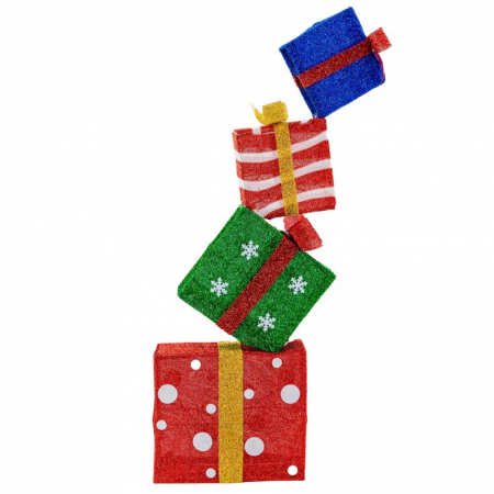 Decoratiune Craciun pe cadru de sarma cu material textil si leduri, dimensiune 32x12x95cm , 45 led-uri, lumina calda, cu jocuri de lumini, alimentare la priza, MI-708 [1]