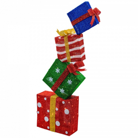 Decoratiune Craciun pe cadru de sarma cu material textil si leduri, dimensiune 32x12x95cm , 45 led-uri, lumina calda, cu jocuri de lumini, alimentare la priza, MI-708 [0]