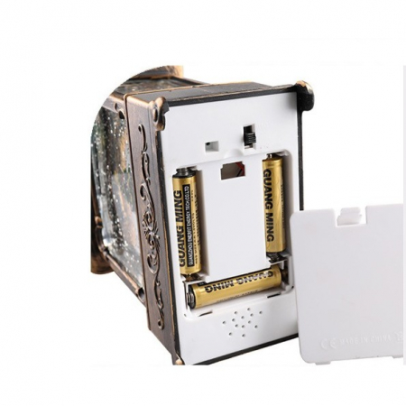 Decoratiune Craciun, Tip Felinar, Figurine Mos Craciun cu Baietel, 3 Moduri, Functie Muzicala, Zapada in Miscare, Functioneaza Cu Baterii ( 3 x AA neincluse), Cablu USB (Inclus), Model Vintage Negru - [4]