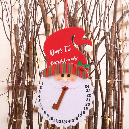 Decoratiune de Craciun Flippy, Advent calendar, numara zilele pana la Craciun, model Mos Craciun, material poliester, 37 x 22 cm, rosu [5]