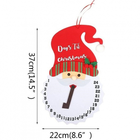 Decoratiune de Craciun Flippy, Advent calendar, numara zilele pana la Craciun, model Mos Craciun, material poliester, 37 x 22 cm, rosu [1]